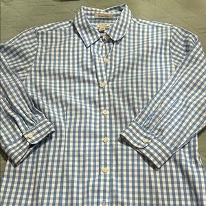 L.L. Bean Women's Blue Gingham Button Down Shirt